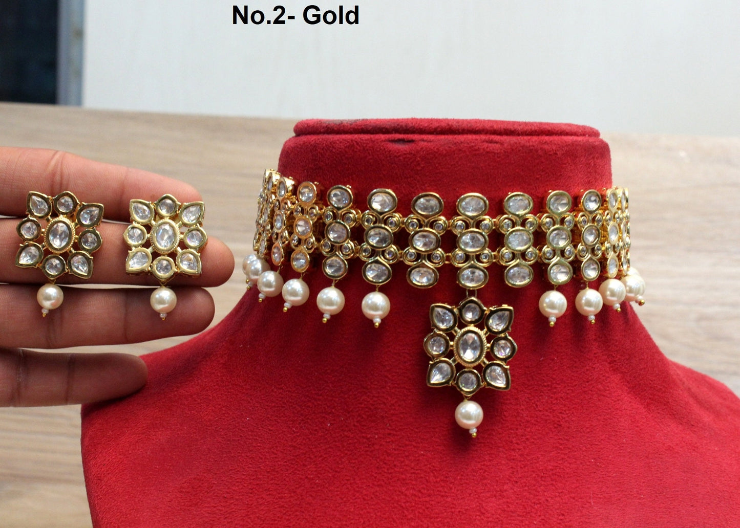 kundan Choker Set Earrings Set/Gold white, maroon, blue  choker set Indian Jewellery Necklace Set/Indian bridal kundan Choker Set