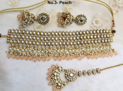 Indian Jewellery Kundan choker set Necklace Set/Bollywood Gold white, sea-green Mint,  peach choker  Necklace Jewellery dragon Set