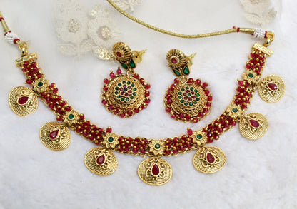 Indian Gold  Jewellery necklace set/Gold finish necklace Set Bollywood Style Gold Finish South Indian bridal Jewellery