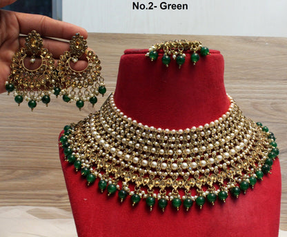 Necklace Set Indian Jewelry Jewellery Bridal dark Gold Necklace Earrings Tikka Tika Set/Indian necklace nisha Set