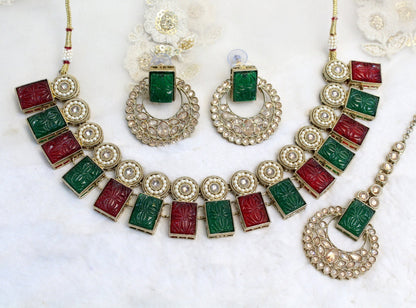 Indian Necklace  Jewellery Set/ Gold Pink, maroon green, grey Bridal Wedding Bollywood Necklace Set/Brides maid set/Delicate sets