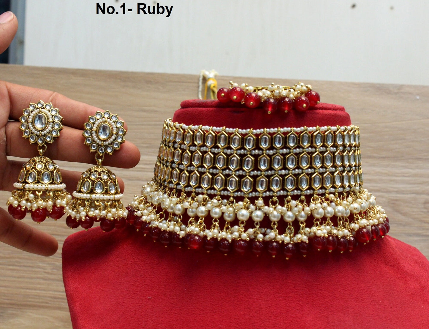 Indian  Jewellery Kundan choker set Necklace Set/Bollywood ruby ,blue, green, purple choker  Necklace Jewellery Set