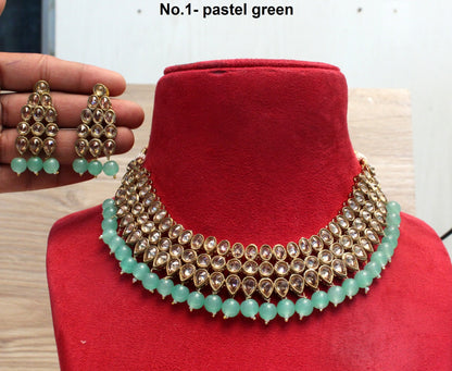 Indian  Jewellery/Dark gold pastel green necklace Set/Bollywood Gold Indian Jewelry Jewellery Set /Bridesmaid jewellery sets