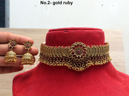 Indian Gold  Jewellery choker set/Gold finish choker Set Bollywood Style