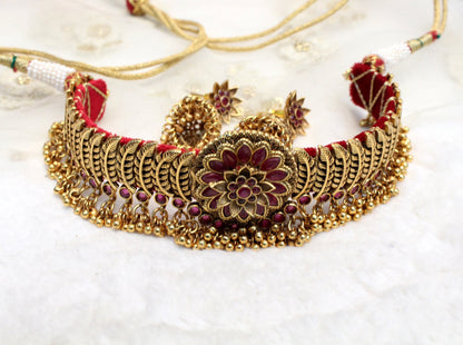 Indian Gold  Jewellery choker set/Gold finish choker Set Bollywood Style