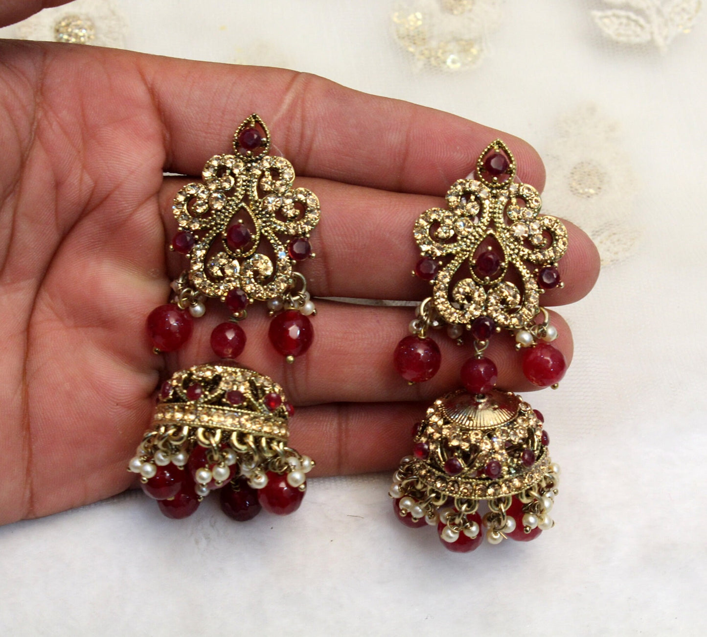 Tikka Set Indian Jewellery/Gold Indian Earrings Tikka Set/Indian Jhumka Jhumki Earrings Set best Jewellery/ Bridal Bollywood Jewellery Set