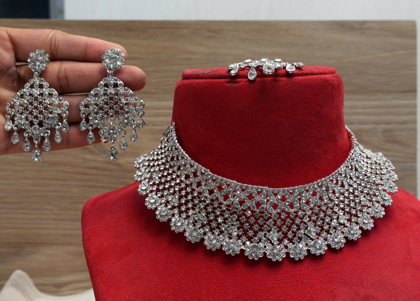 Silver Choker /Silver Choker Necklace Set/ Bollywood Rash Necklace Set/Indian choker necklace set/Silver Bridesmaid Jewellry/Women choker