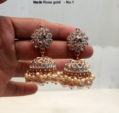 Silver, rose gold Earrings / Crystal silver chandeliers Bridal Earrings Set Jewellery/ Bridesmaids Bollywood Jewellery/Gift for her