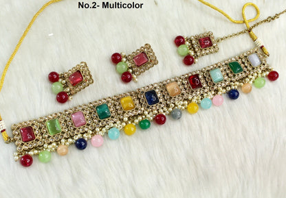 Buy Bridal Ruby Indian Necklace Set/Gold Antique Green , yellow, blue, peach , pista Indian Wedding Bridal Ethnic Jewellery Bollywood Necklace