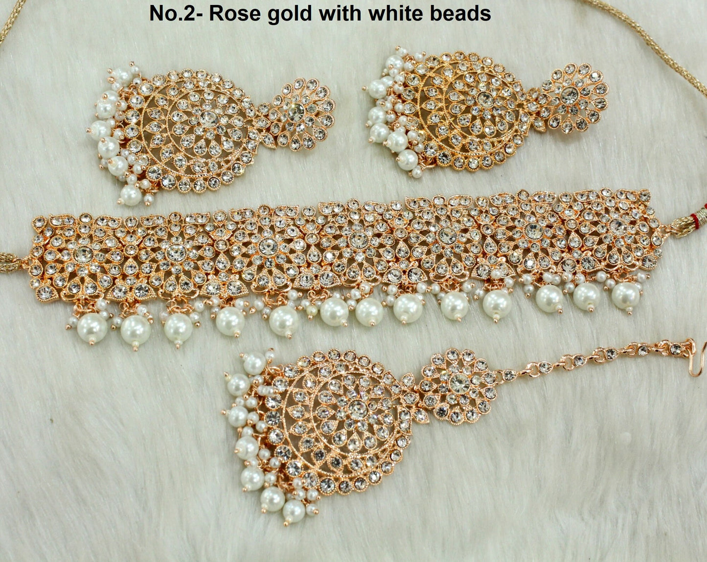 Choker Set/ Rose gold, Silver Bollywood Jewellery/Indian choker westorange set