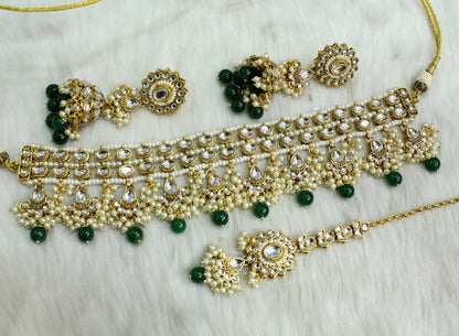 Indian  Jewellery Kundan choker set Necklace Set/Bollywood gold white, green, peach kundan choker Jewellery dragon Set