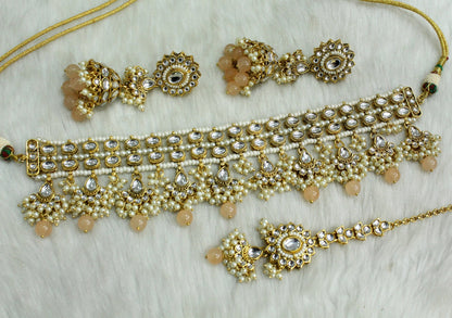 Indian  Jewellery Kundan choker set Necklace Set/Bollywood gold white, green, peach kundan choker Jewellery dragon Set