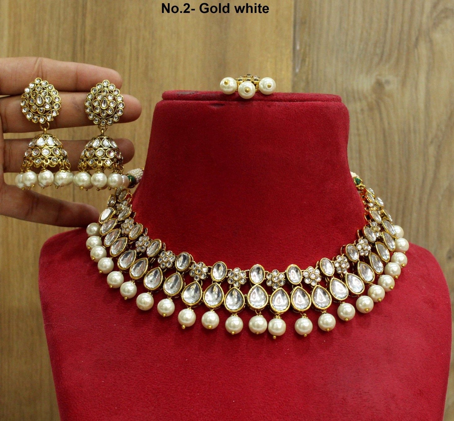 Ivory Indian  Jewellery ,Grey Kundan necklace Set Indian Wedding Semi Bridal Ethnic Bridal Necklace, bridesmaids set, Punjabi set