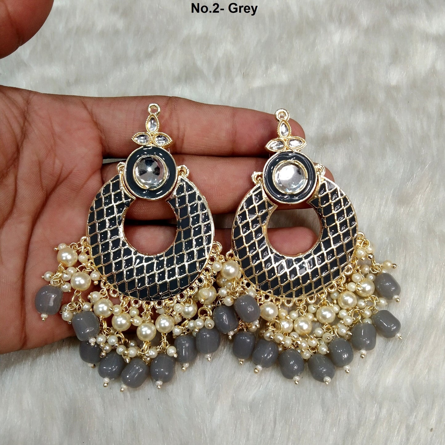 Indian Jewellery/Chandbali Indian Earrings/Indian Gold Black, Pink. grey, peach Earrings Set Jewellery/ Bollywood kudi Jewellery