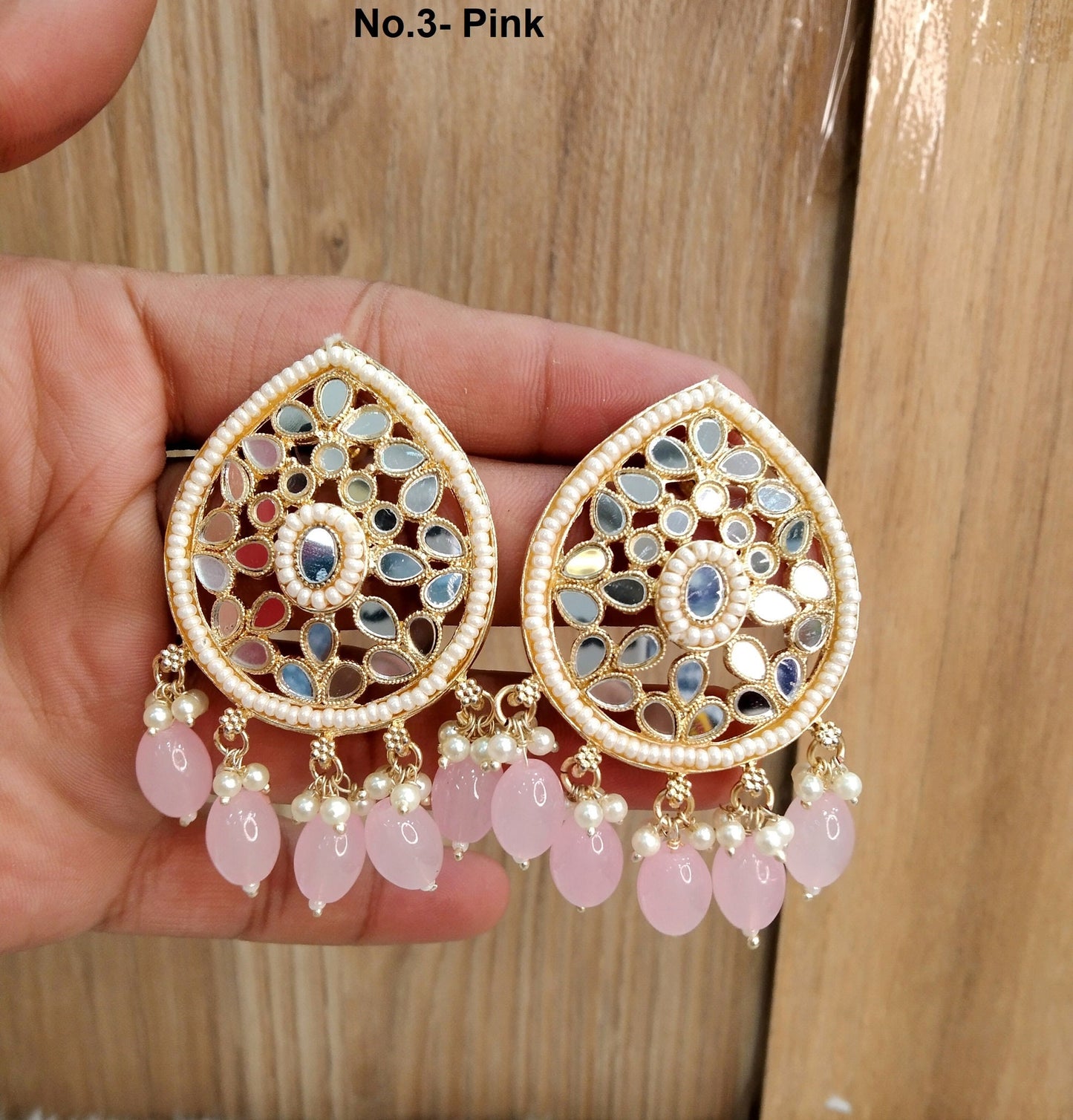 Indian Jewellery/Gold Indian stud Earrings  Set/Indian peach,pastel gree  Earrings  Set like Jewellery/Wedding Jewellery Set