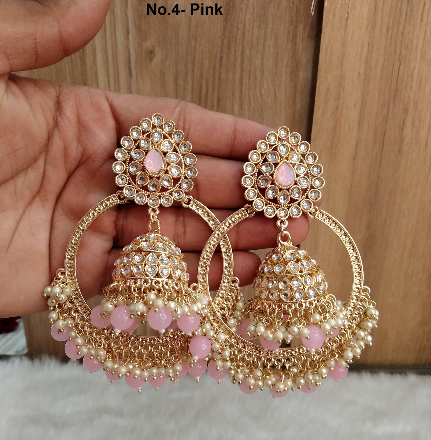 Indian Jewellery/Gold Indian Earrings Tikka Set/Indian peach, pink, Gajjri , blue chand balli  Earrings nasha Jewellery