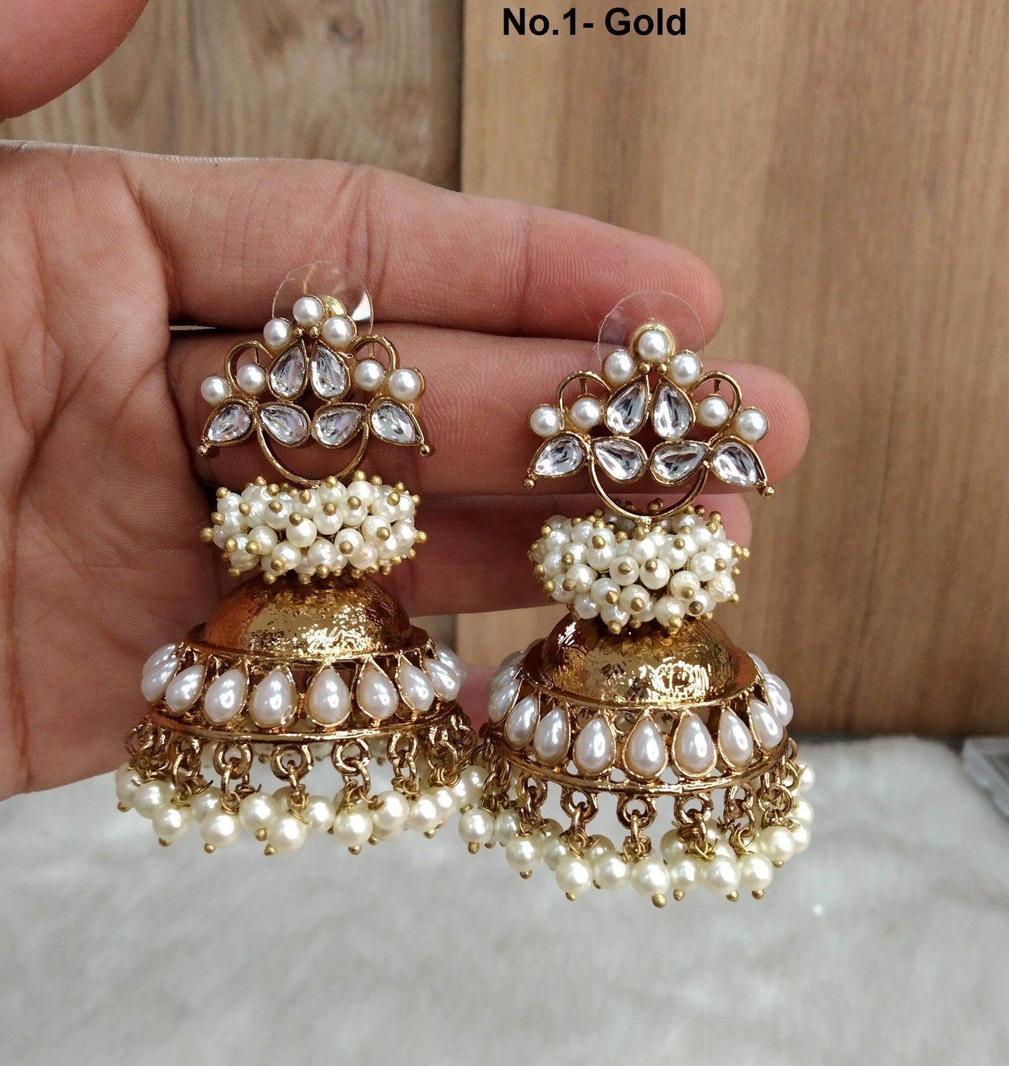 Indian Jhumka Earrings Jewelry/Punjabi Gold  Wedding Indian Jewelry ,ruby green, peach Jhumka Indain asia Earrings