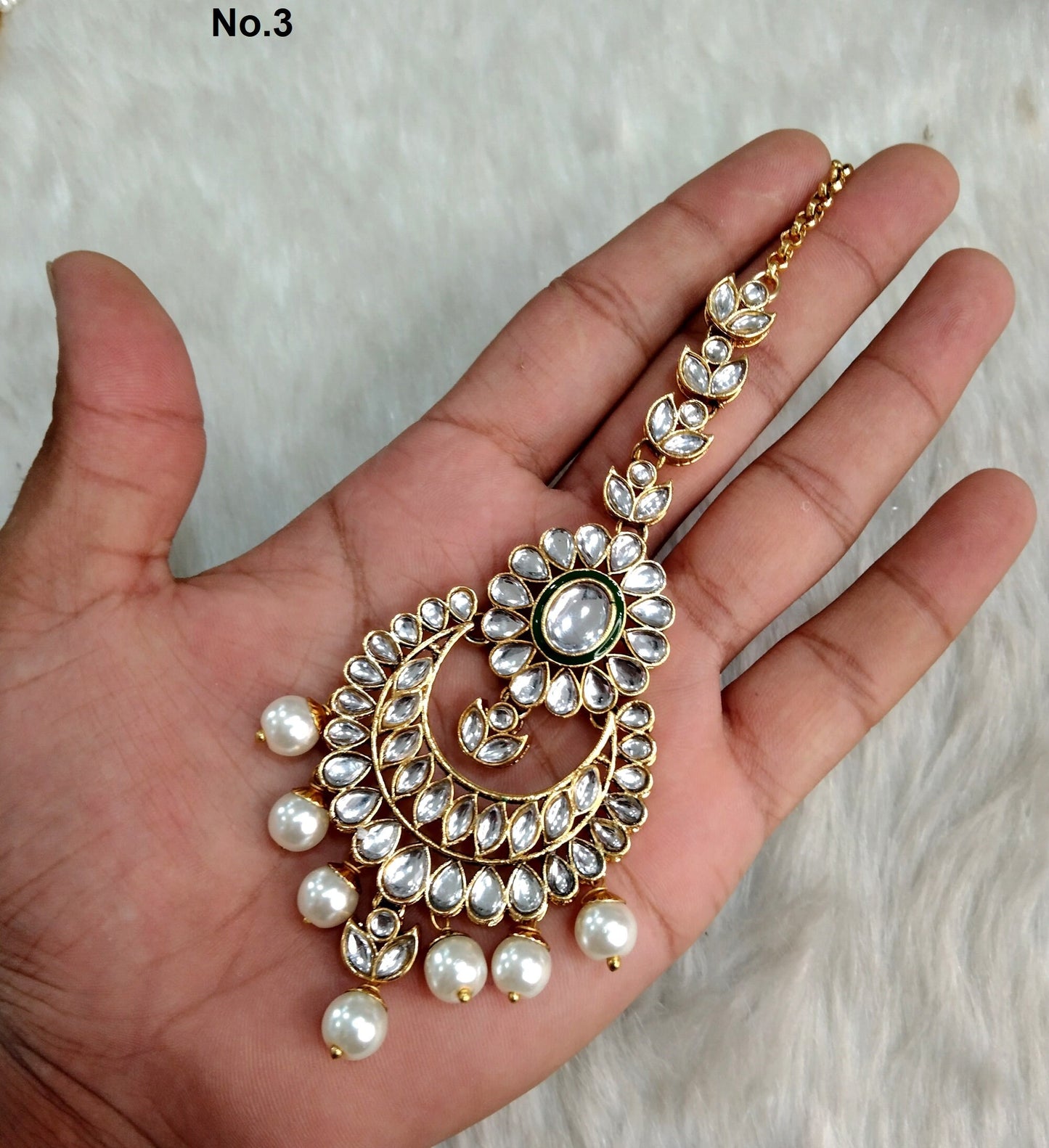 Indian Headpiece Tikka  Jewellery/Gold kundan Maang Tikka /Bollywood Round Hair Headpiece/ Punjabi Indian Jewellery/Kundan Tikka