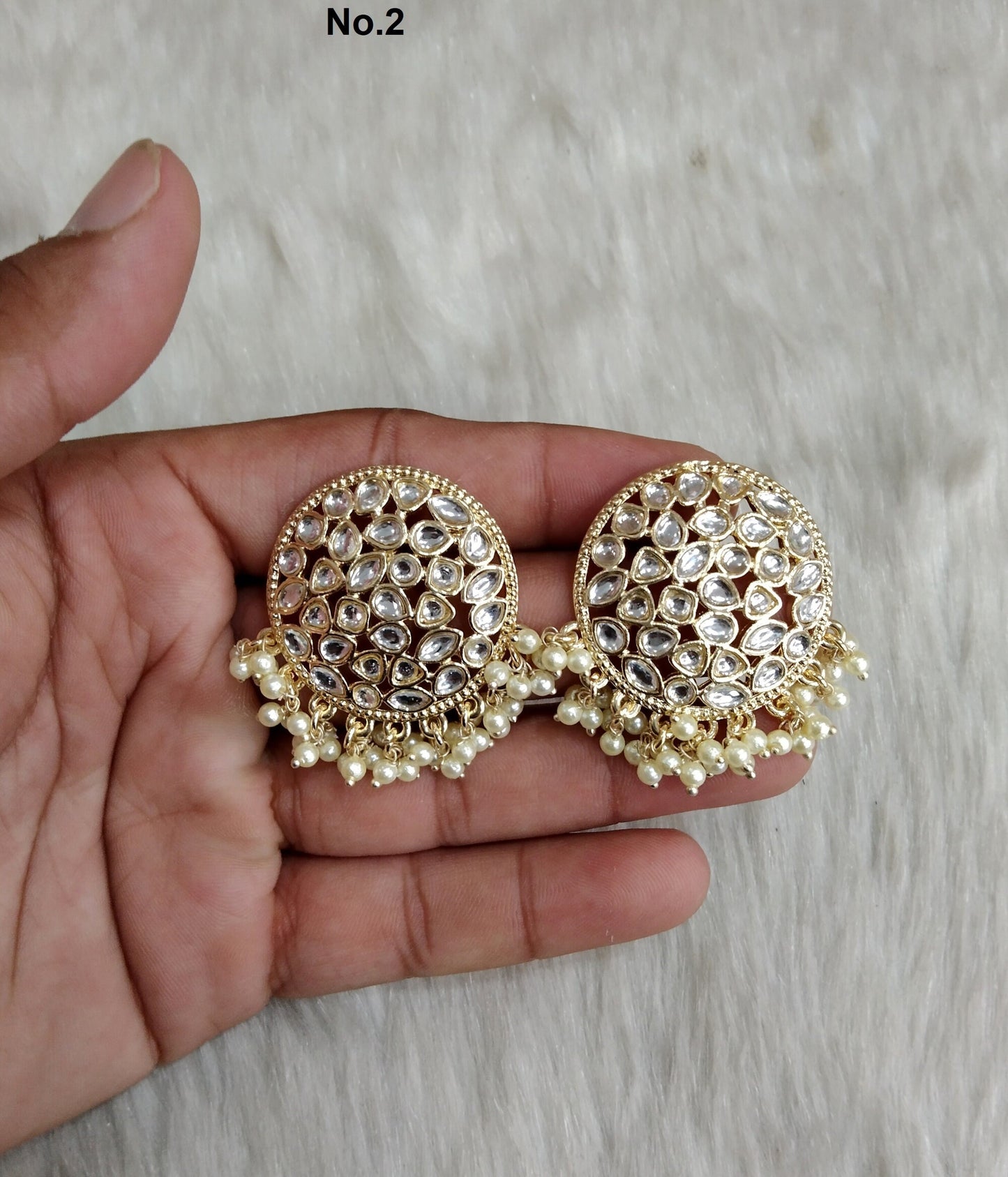 Stud Earrings Indian Jewellery/Indian Stud Earrings/Gold white stud earrings/Indian Tops Earrings  Jewellery/Bollywood stud earrings