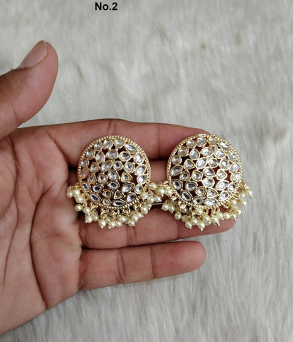 Stud Earrings Indian Jewellery/Indian Stud Earrings/Gold white stud earrings/Indian Tops Earrings  Jewellery/Bollywood stud earrings