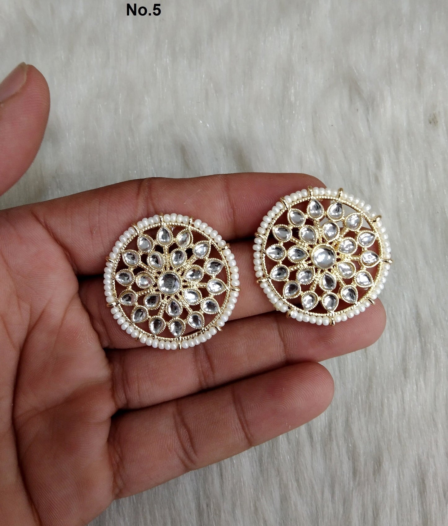 Stud Earrings Indian Jewellery/Indian Stud Earrings/Gold white stud earrings/Indian Tops Earrings  Jewellery/Bollywood stud earrings