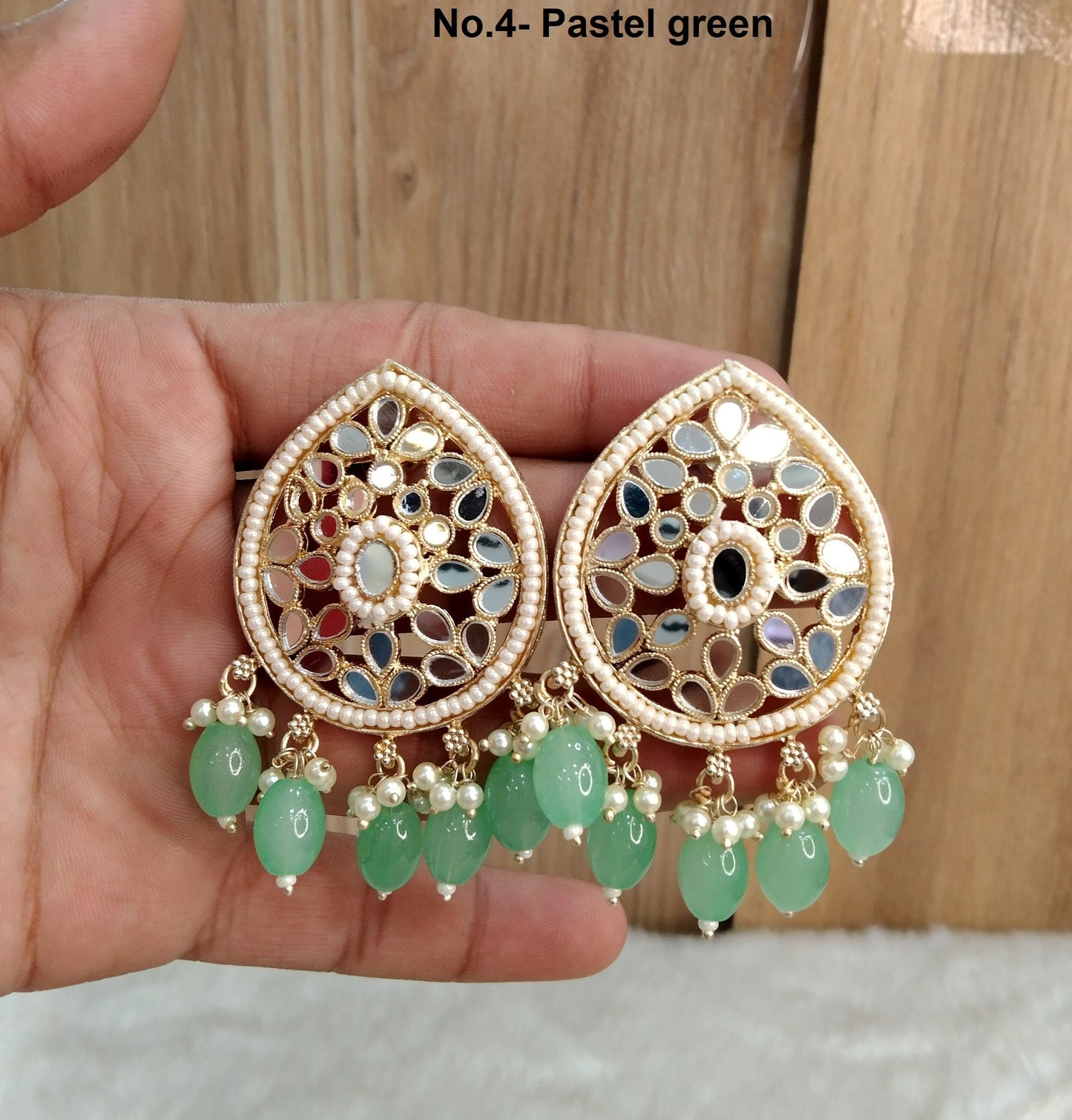 Indian Jewellery/Gold Indian stud Earrings  Set/Indian peach,pastel gree  Earrings  Set like Jewellery/Wedding Jewellery Set