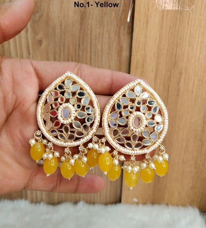 Indian Jewellery/Gold Indian stud Earrings  Set/Indian peach,pastel gree  Earrings  Set like Jewellery/Wedding Jewellery Set