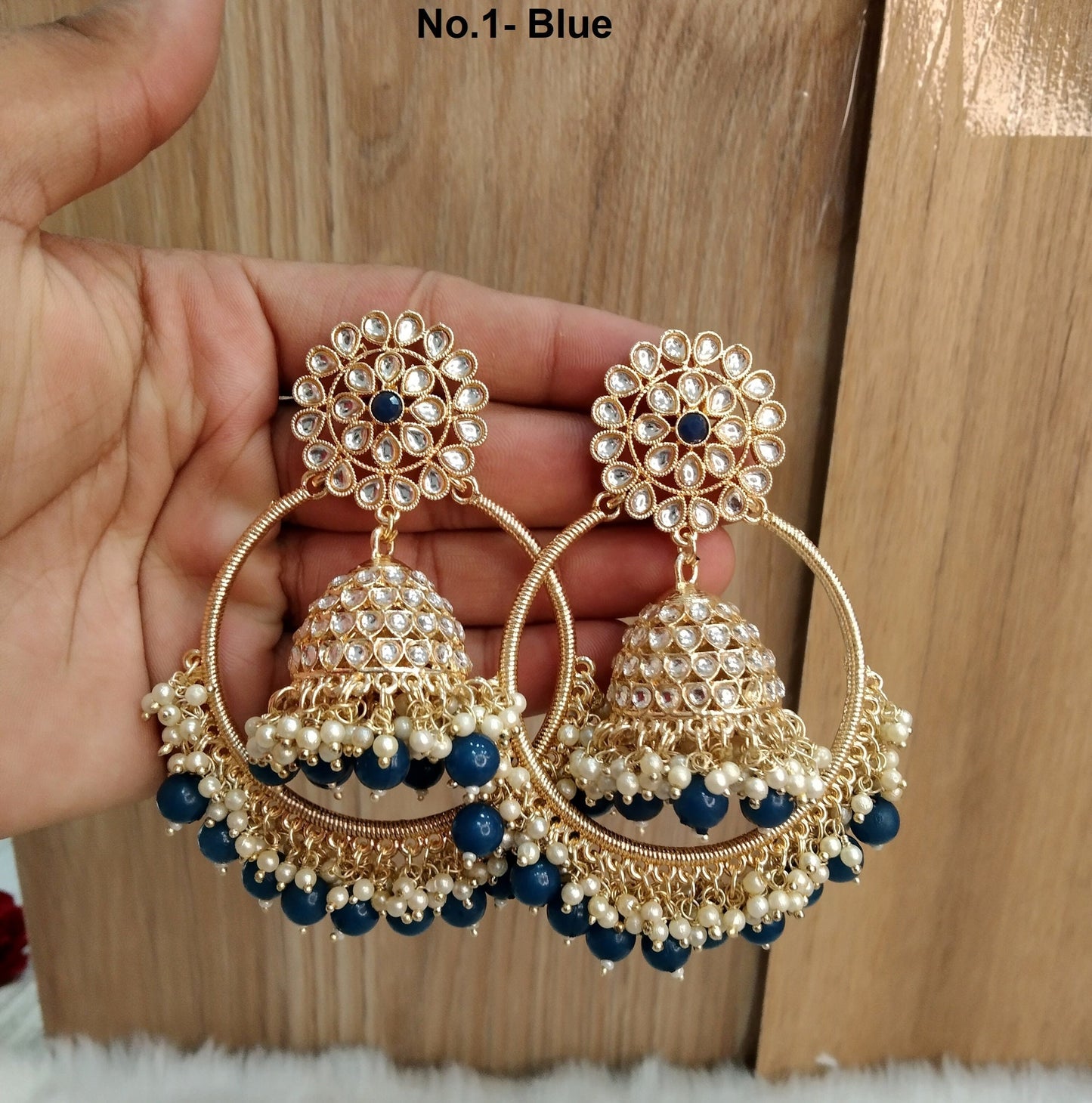 Indian Jewellery/Gold Indian Earrings Tikka Set/Indian peach, pink, Gajjri , blue chand balli  Earrings nasha Jewellery