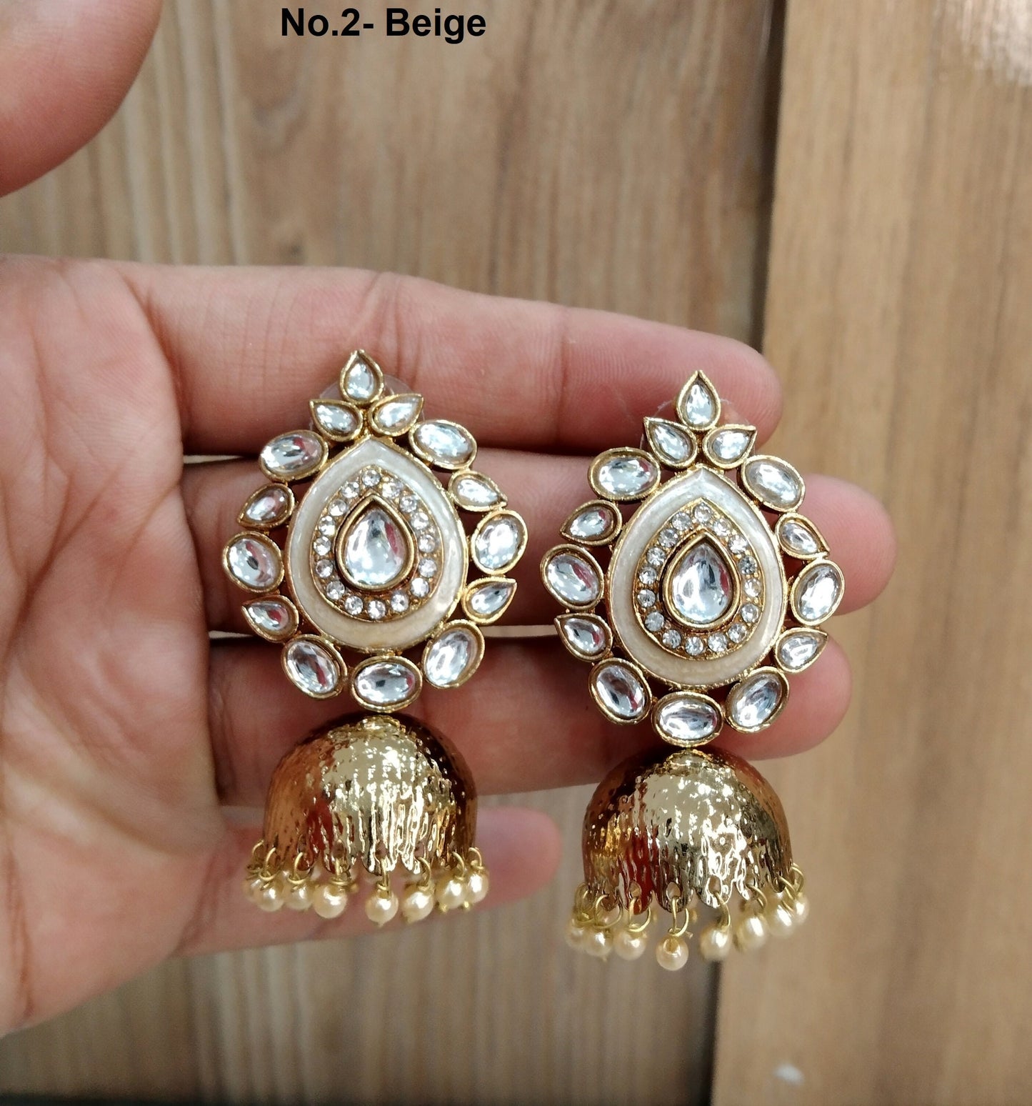 Indian Jhumka Earrings Jewelry/Punjabi Gold  Wedding Indian Jewelry ,green,beige,black, Maroon, Blue Jhumka Indain Earrings/ jhumka earrings