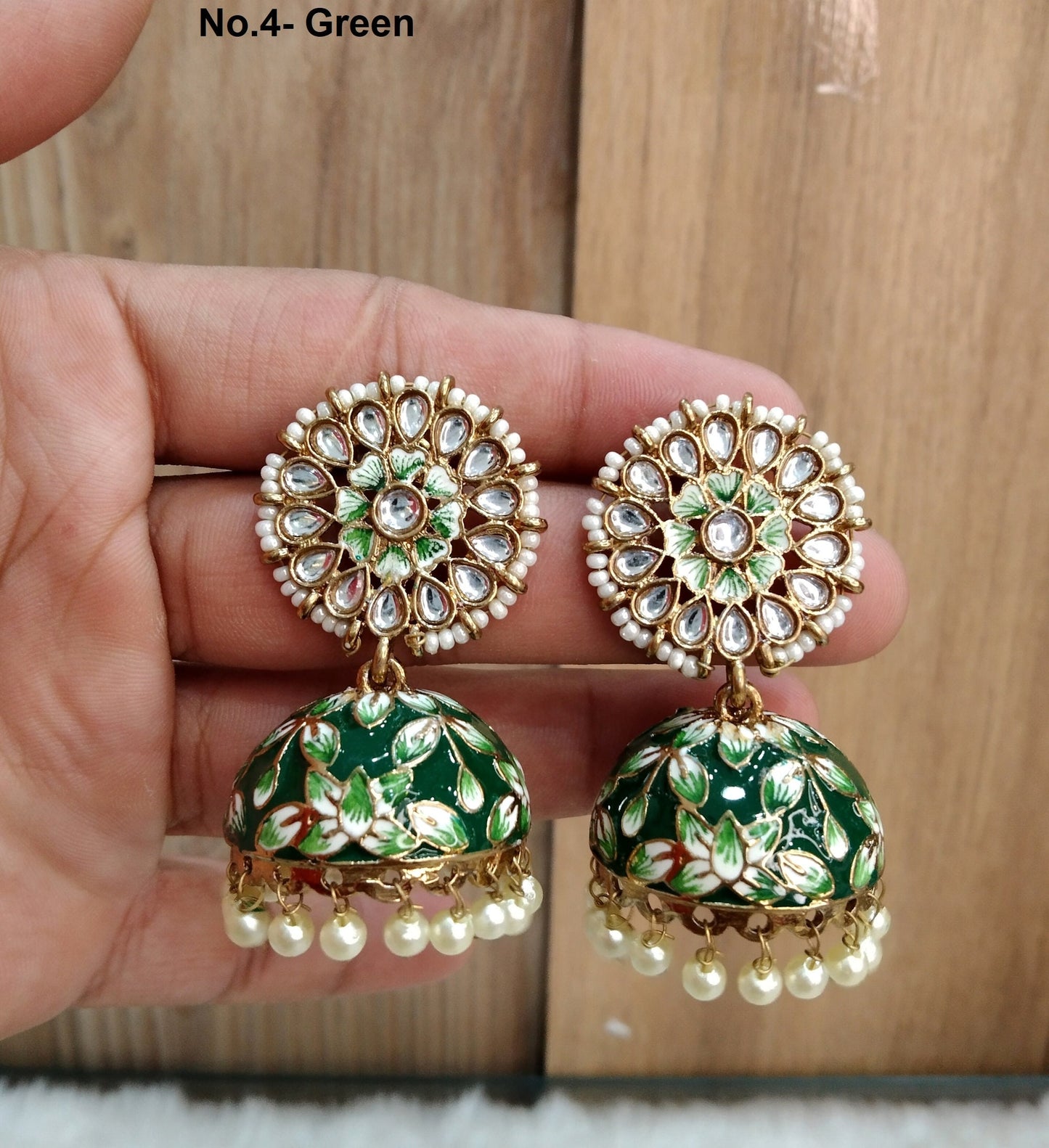 Indian Jhumka Earrings Jewelry/Punjabi Gold  Wedding Indian Jewelry Purple , marron, sky blue , green  Jhumka alone Earrings