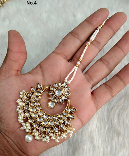 Indian Headpiece Tikka  Jewellery/Gold kundan Maang Tikka /Bollywood Round Hair Headpiece/ Punjabi Indian Jewellery/Kundan Tikka