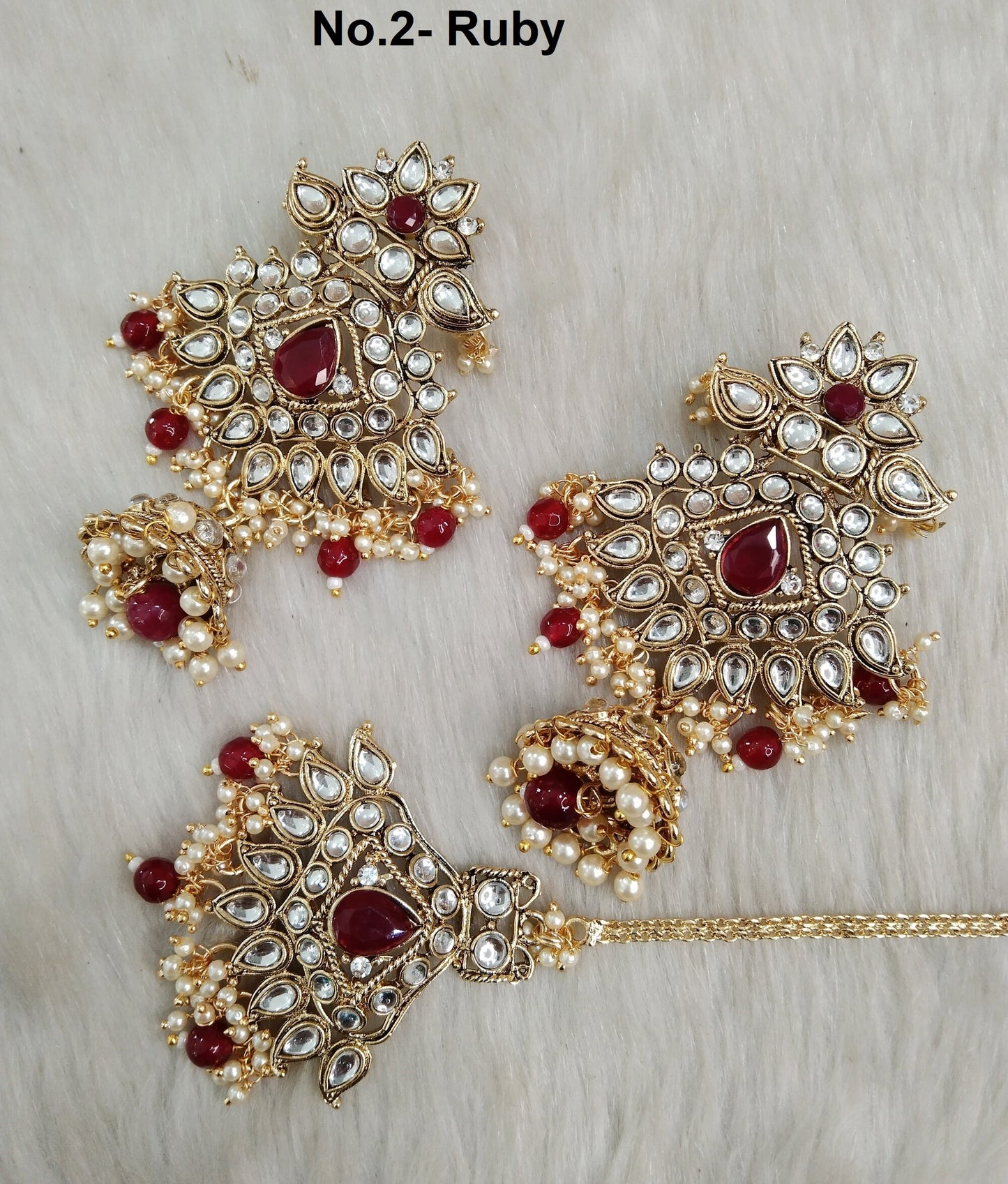 Indian Jewellery/ Green, Maroon Kundan Jewelry Earrings Tikka Set/Indian Earrings Punjabi Bollywood Set Jewellery/Pakistani Bollywood Set