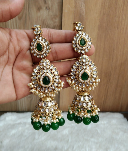 Indian Jewellery/ Gold white , green, Maroon Semi Bridal Kundan choker necklace Set Indian Wedding Semi Bridal Ethnic Jewellery Necklace