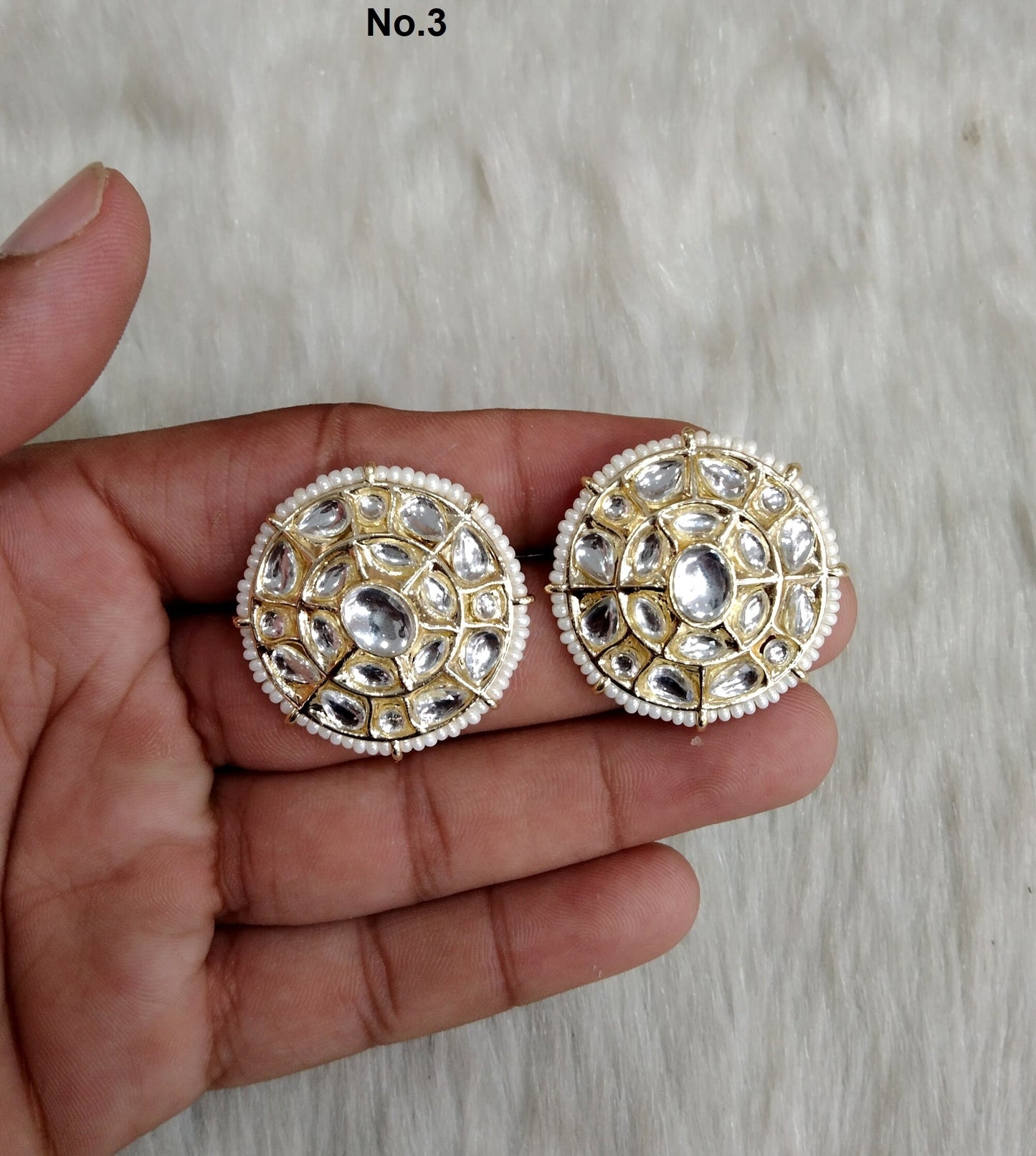 Stud Earrings Indian Jewellery/Indian Stud Earrings/Gold white stud earrings/Indian Tops Earrings  Jewellery/Bollywood stud earrings