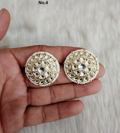 Stud Earrings Indian Jewellery/Indian Stud Earrings/Gold white stud earrings/Indian Tops Earrings  Jewellery/Bollywood stud earrings