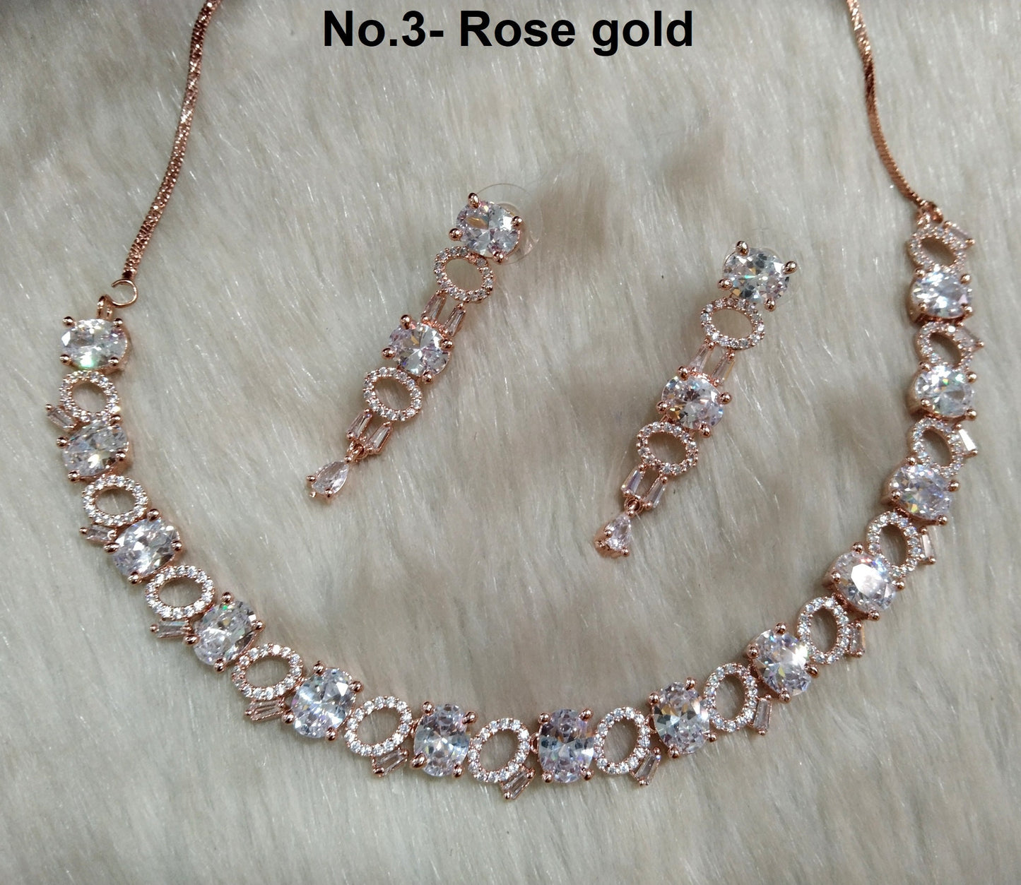 Cubic Zirconia Diamond necklace Earrings set, rose gold,silver Bridal necklace earrings jewellery statement necklace set CZ necklace laila set