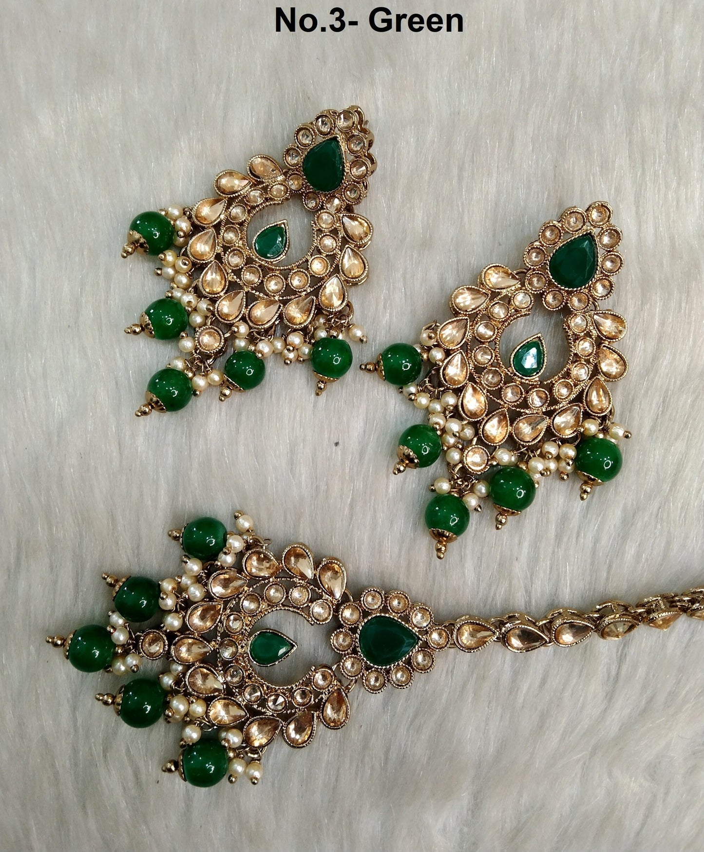 Indian Jewellery/ Green, Maroon Kundan Jewelry Earrings Tikka Set/Indian Earrings Punjabi Bollywood Set Jewellery/Pakistani Bollywood Set