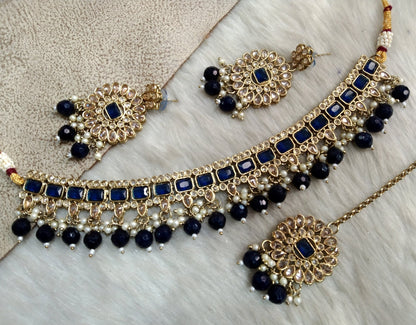 Indian jewellery Choker Set / Dark gold , blue choker set Jewellery set /Indian choker necklace set geelong