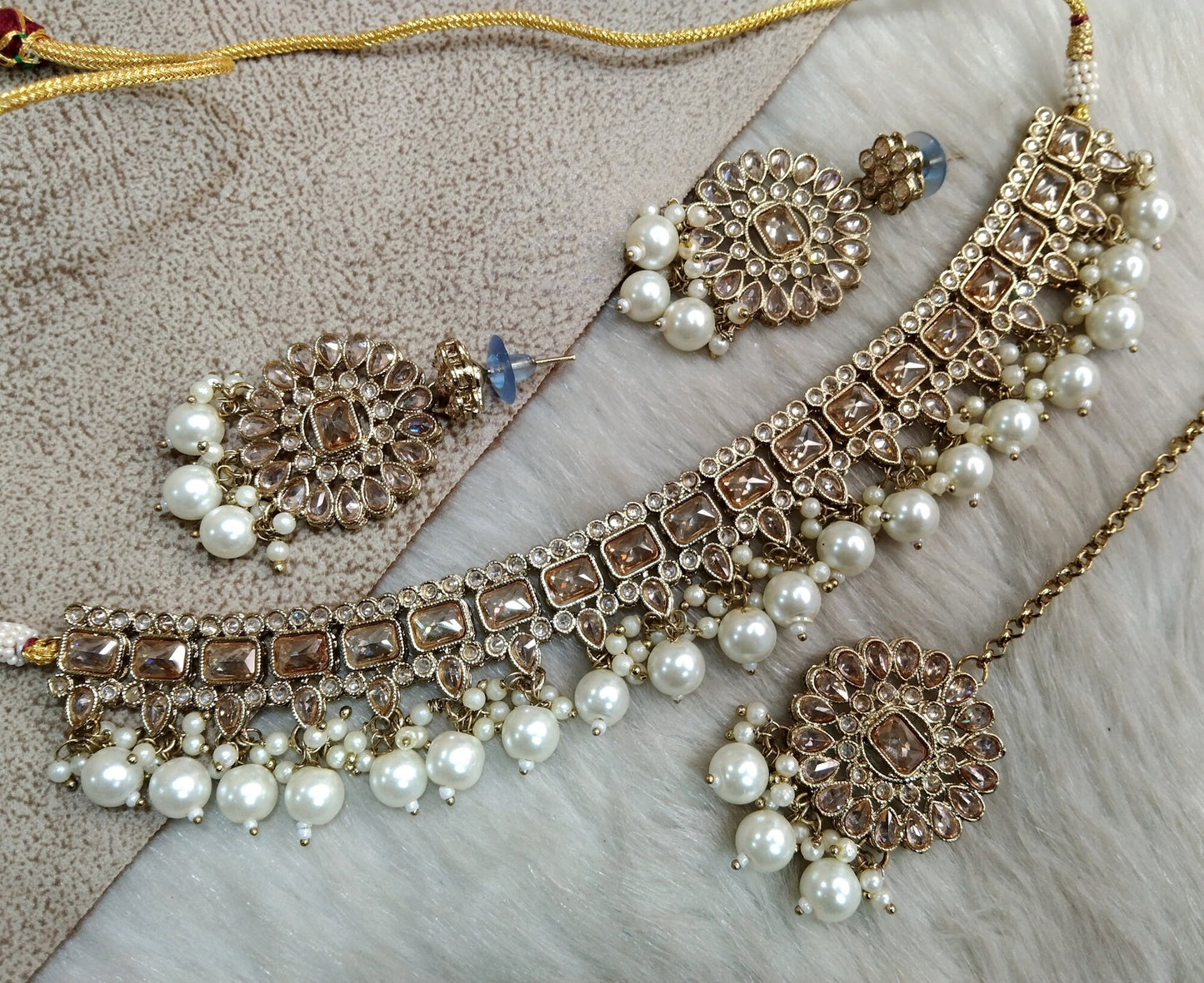 Indian jewellery Choker Set / Dark gold , blue choker set Jewellery set /Indian choker necklace set geelong