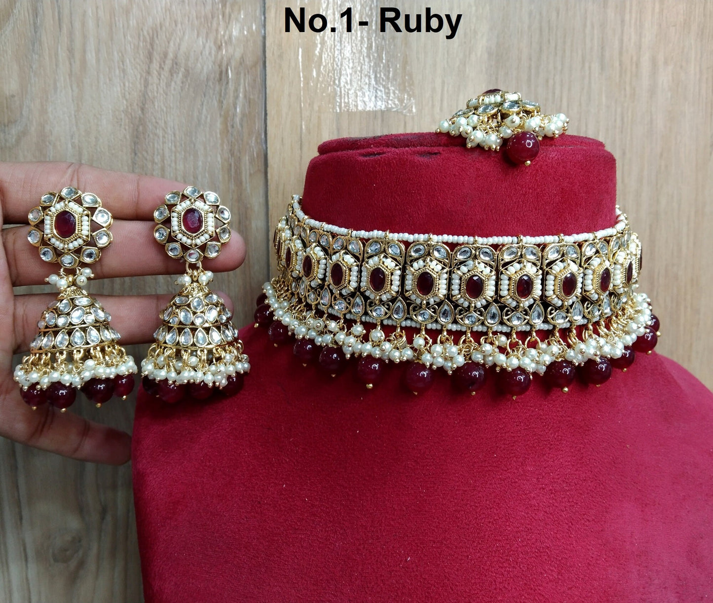 Indian jewellery kundan Choker Set  /Gold Ruby, green, grey, gold white Newark choker set Indian Jewellery walnut choker Set/Indian Choker Set