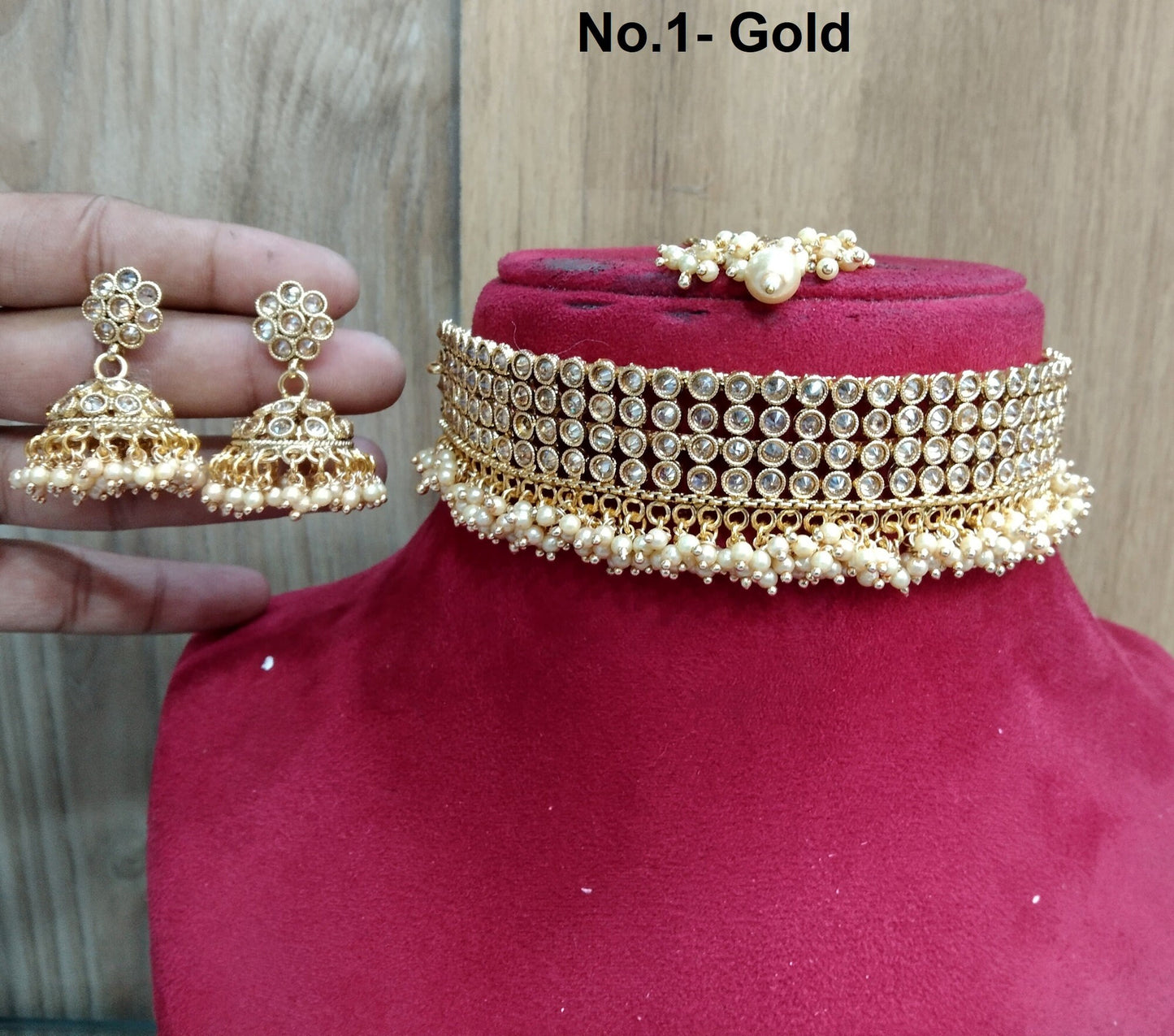 Indian Gold  Jewellery choker set/Gold finish Choker Set Bollywood Style Gold Finish mangalore South Indian bridal Jewellery