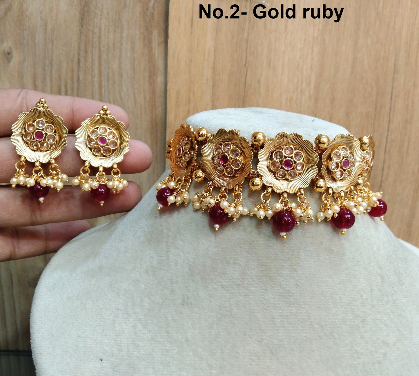 Indian Gold  Jewellery choker set/Gold finish Choker Set Bollywood Style Gold Finish olean South Indian bridal Jewellery