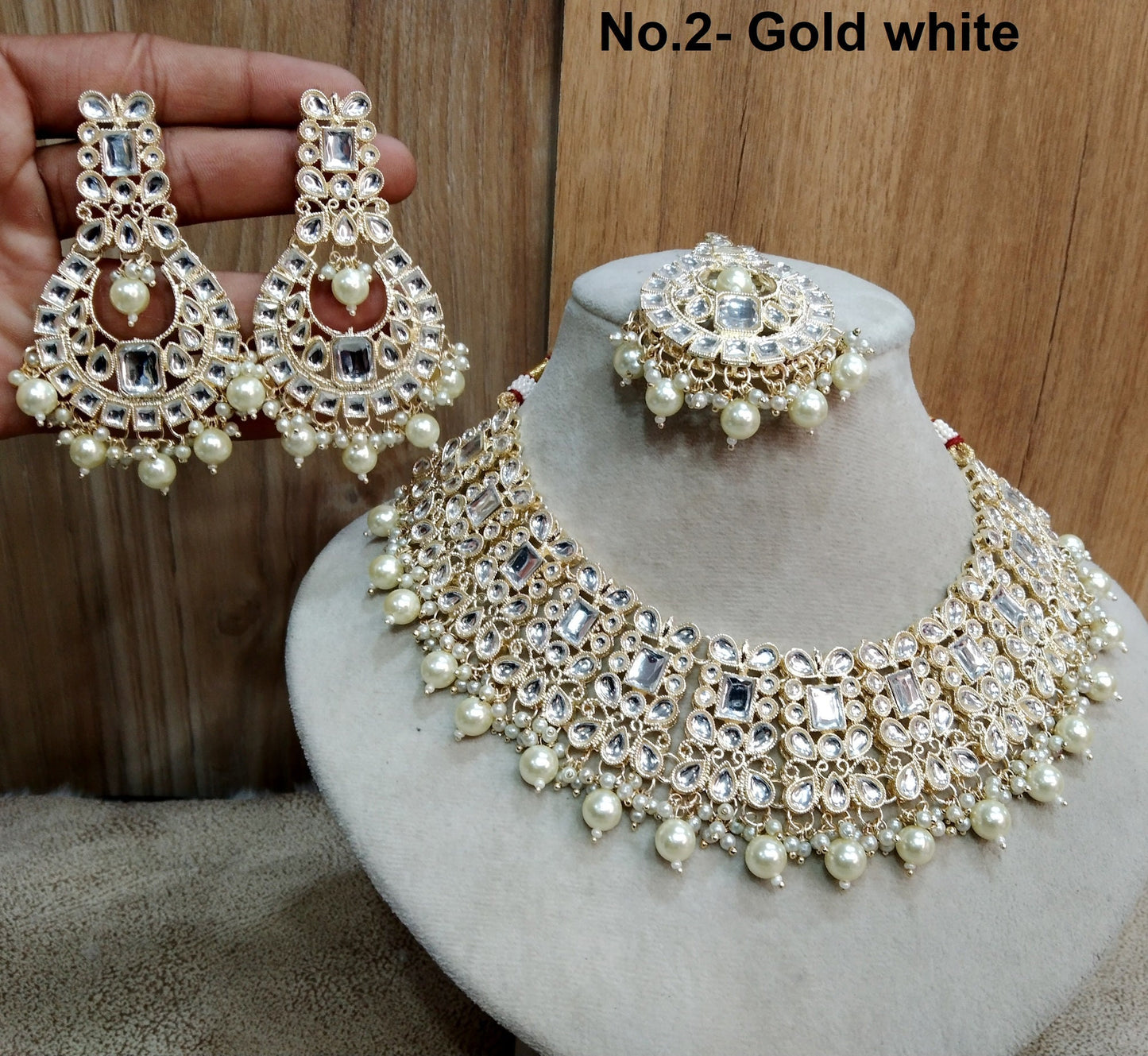 Indian Jewellery/ Gold Bridal Kundan necklace Set Indian gold white Bridal Jewellery jewelry Necklace set bollywood jewellery