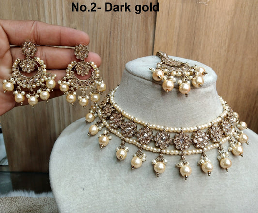 Indian  Jewellery Antique gold  Necklace Tikka Set/Gold melbourne Bollywood Necklace Set/Indian necklace ethnic necklace set