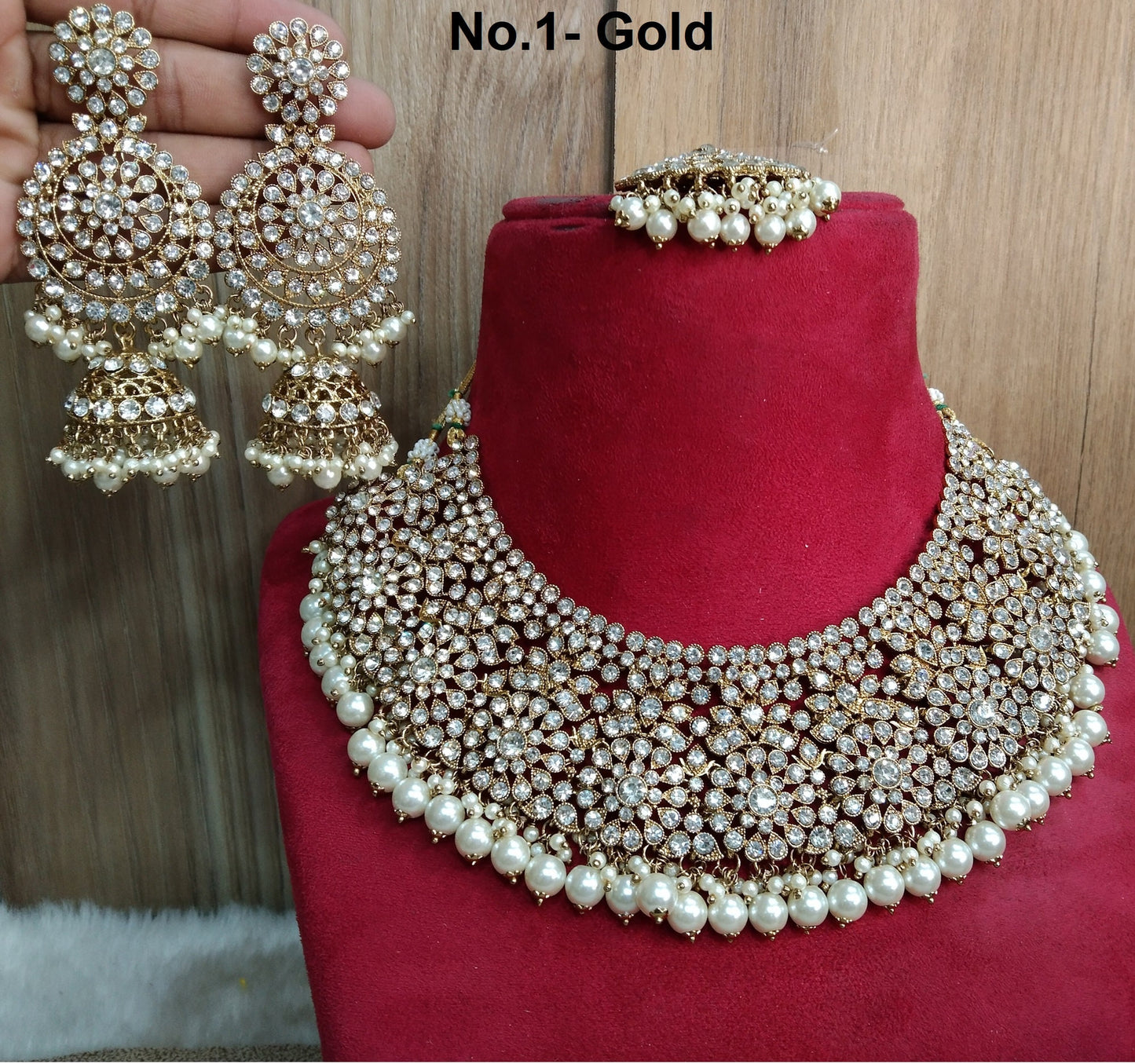 Indian  Jewellery/ Semi Bridal Gold Bollywood Bride Jewelry Necklace Set/Rose Gold necklace darwin ventura Set