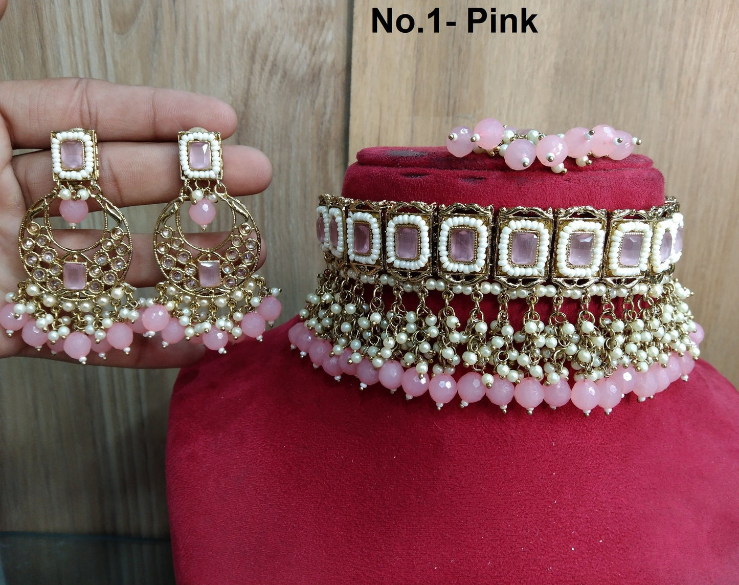 India jewellery Choker Set Necklace/dark gold, pink, pastel green , ruby choker Jewellery set /Indian choker san mateo set/Bridesmaid Jewellery