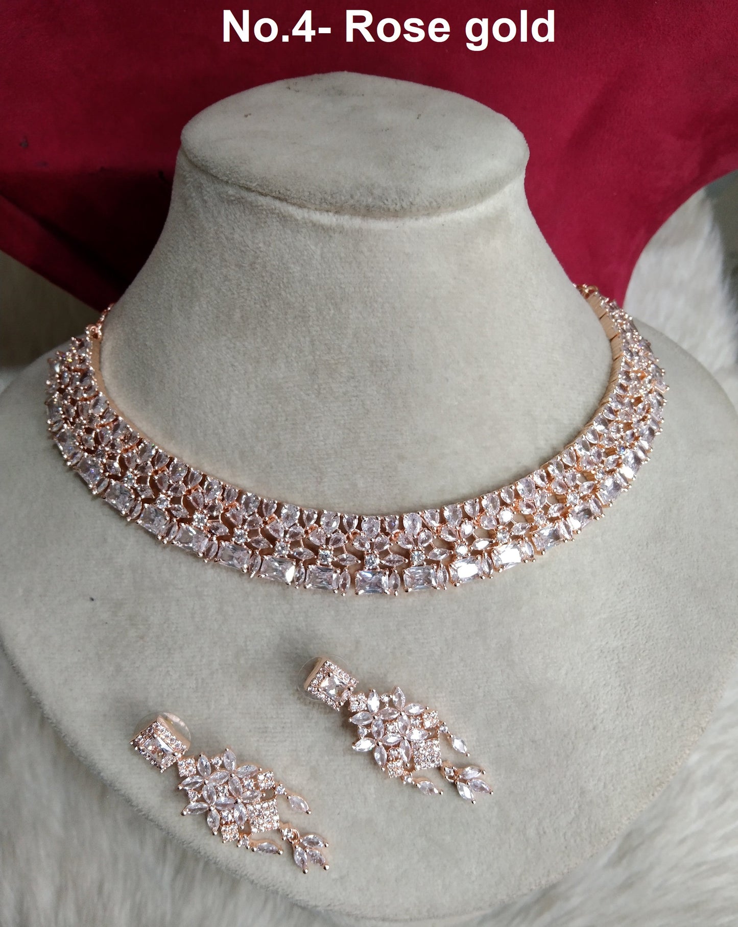 Cubic Zirconia Diamond necklace Earrings set, rose gold, chicago, newyork Bridal necklace earrings necklace set CZ necklace set