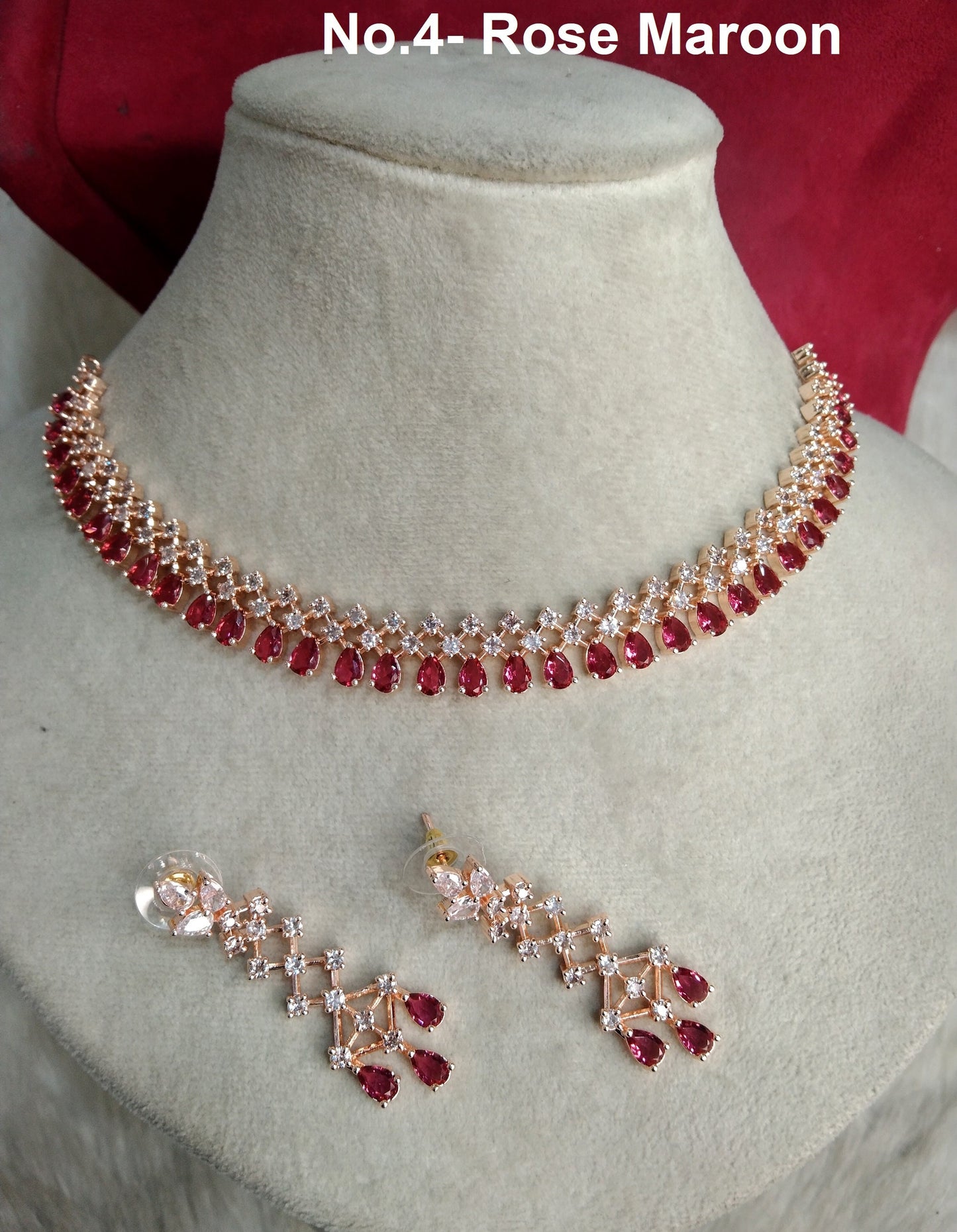 Cubic Zirconia Diamond necklace Earrings set, rose gold,san fransico Bridal necklace earrings jewellery statement necklace set CZ necklace set