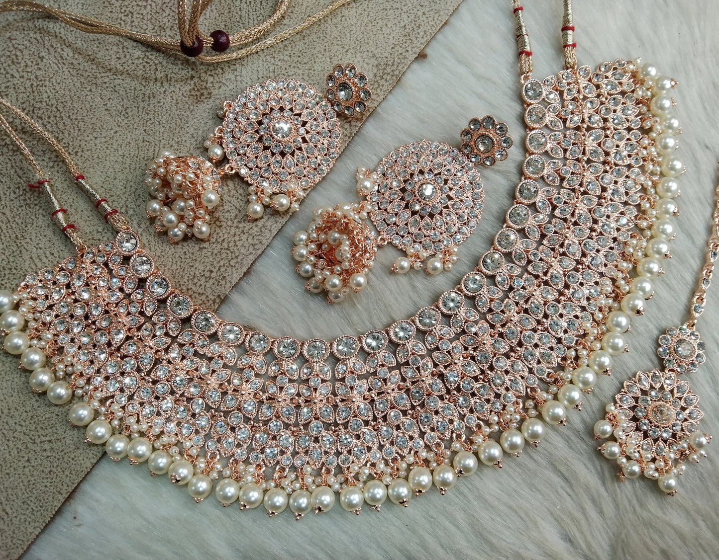 Indian Jewellery/Semi Bridal Gold Bollywood Bride Jewelry Necklace Set/Rose Gold,Gold,Silver necklace darwin ventura Set/ bridal set