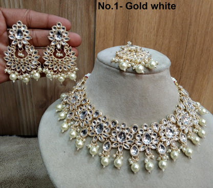 Indian Jewellery/ Gold Bridal Kundan necklace Set Indian gold white Bridal Jewellery jewelry Necklace set bollywood jewellery